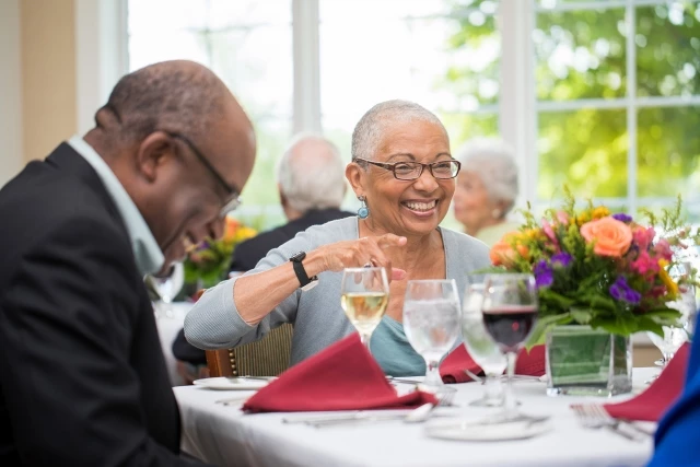 Older adults at dinner