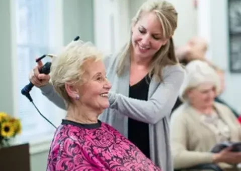 Women having her hair done in salon