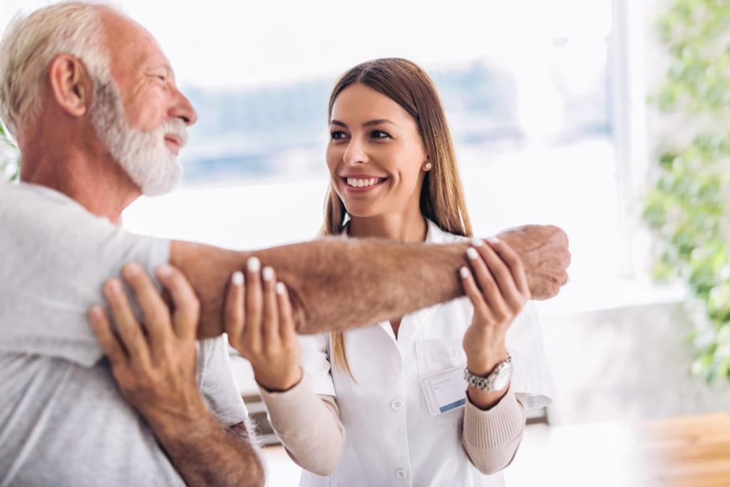 Older gentleman at an outpatient rehabilitation center