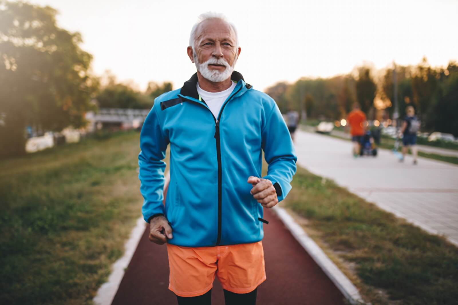 A senior man jogging