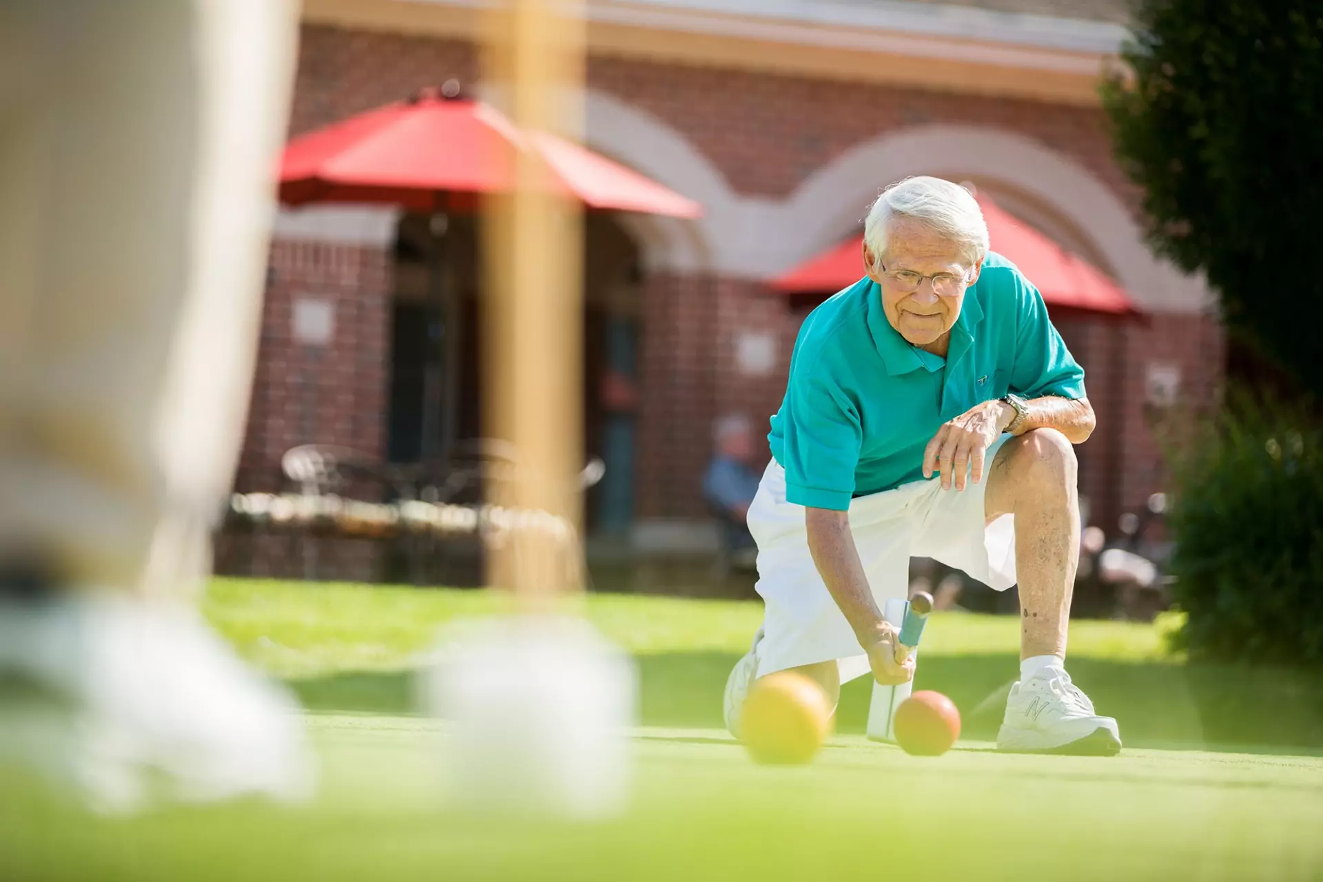 Senior man playing bocce