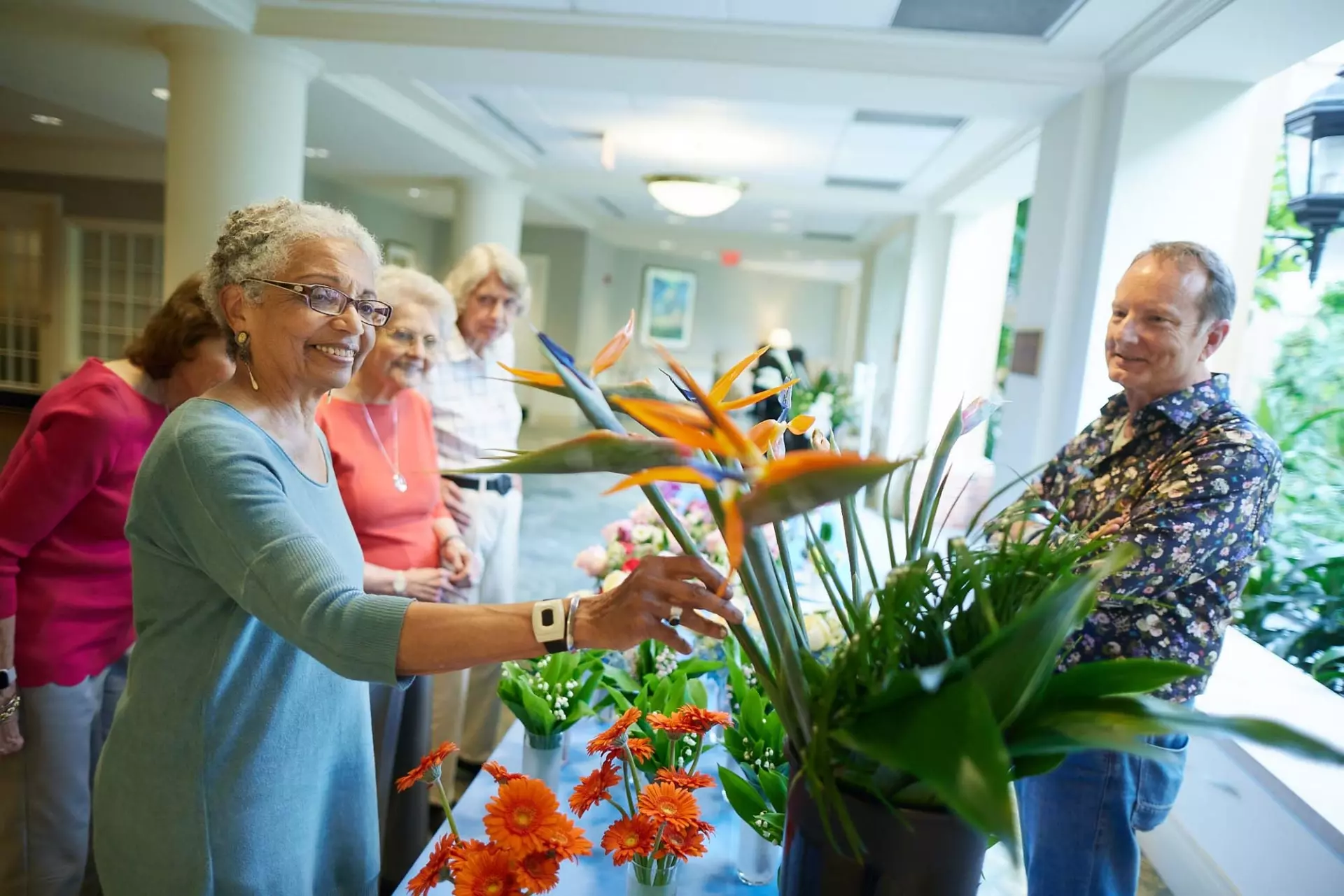 Senior women with flowers