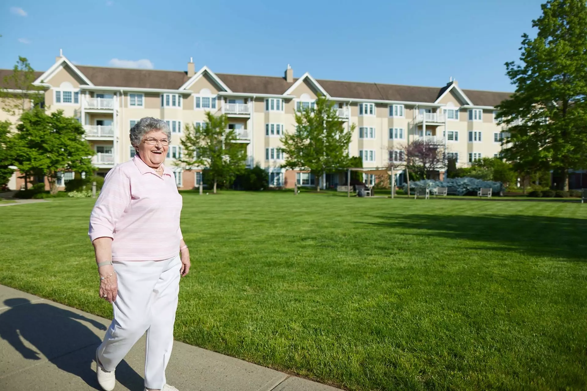 Senior woman walking outdoors