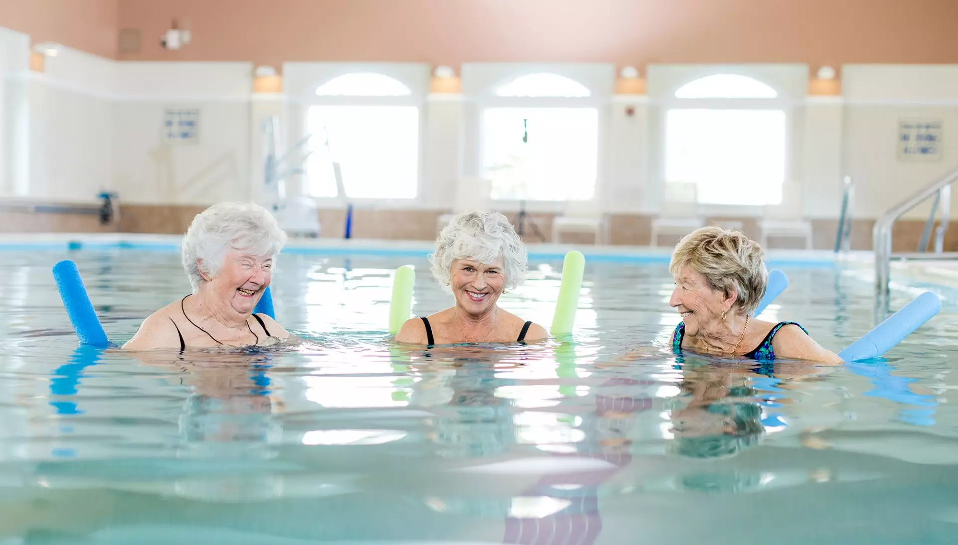 Senior women in pool