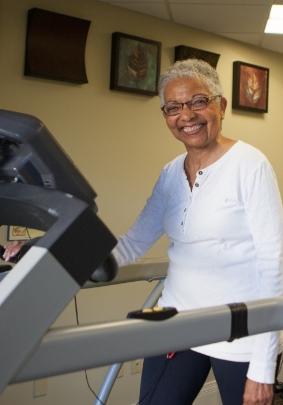 Judy walking on a treadmill