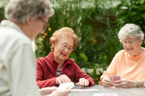 Residents playing cards