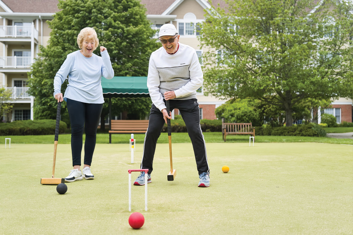 Residents playing croquet